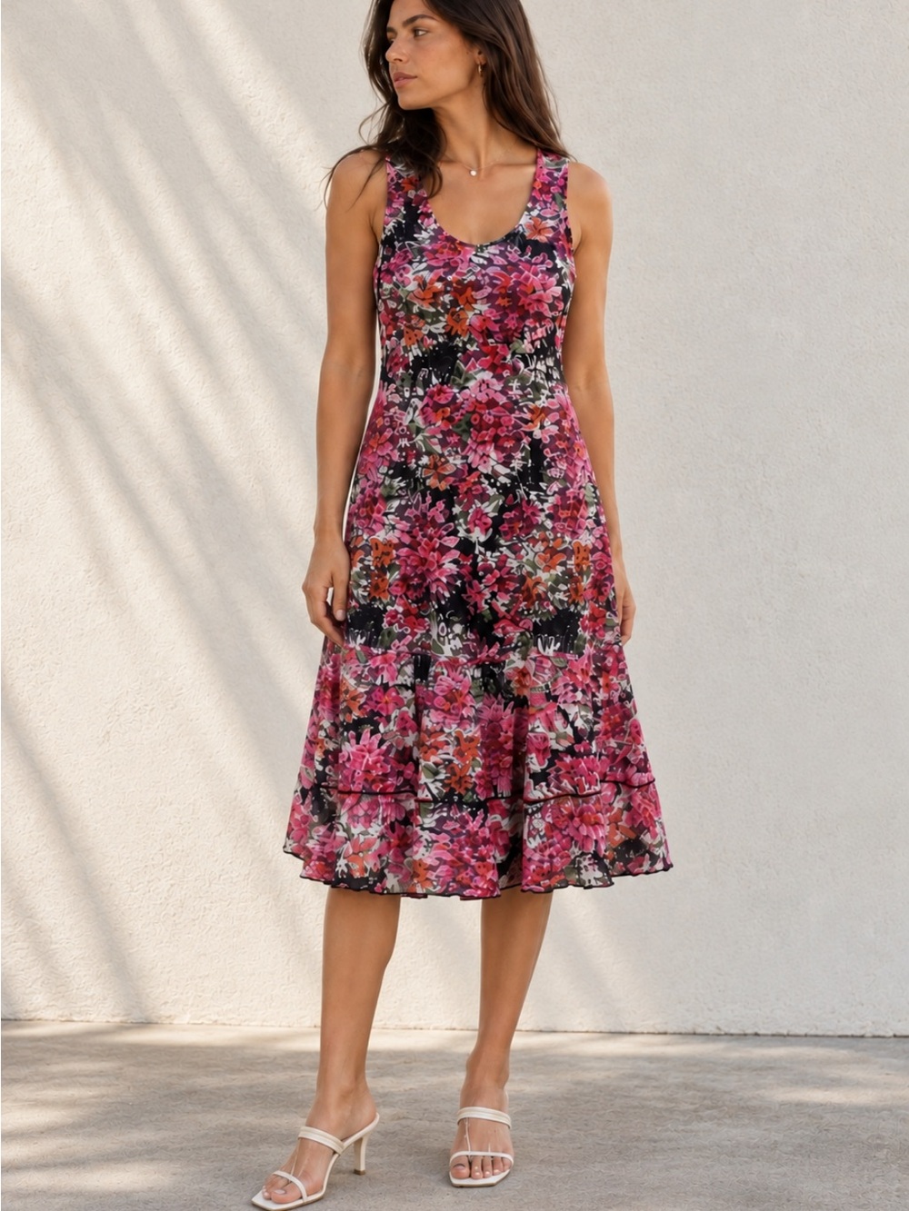 Garden Party Floral Lace Midi Dress Made in Canada M